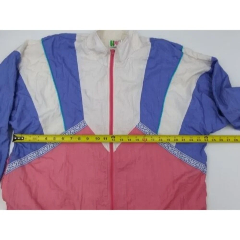 Vintage Bold Spirit Womens Nylon Windbreaker Jacket Size XL Grannycore Pastel 90